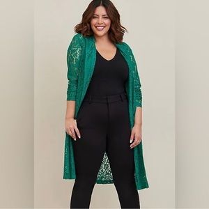 NWT Torrid Long Sleeve Green Lace Trench Size 1